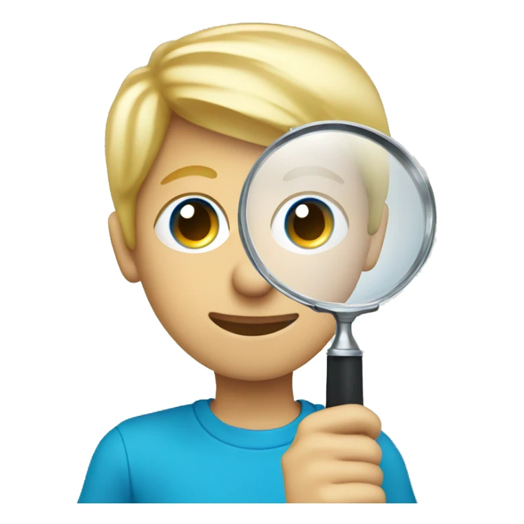 blonde blue eyes boy holding magnify glass sideways sticker