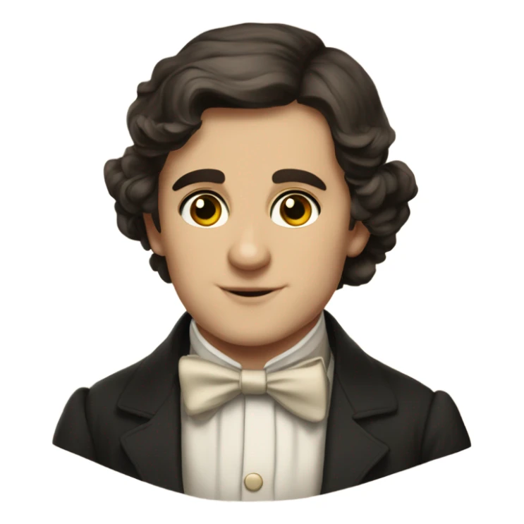 19th century brunette European young man with a bow tie sticker