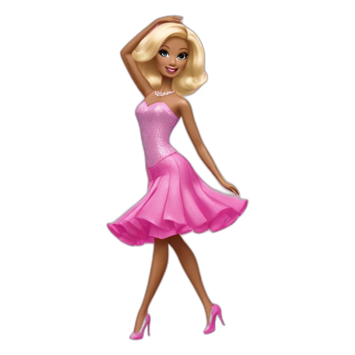 barbie vestida de rosa bailando sticker