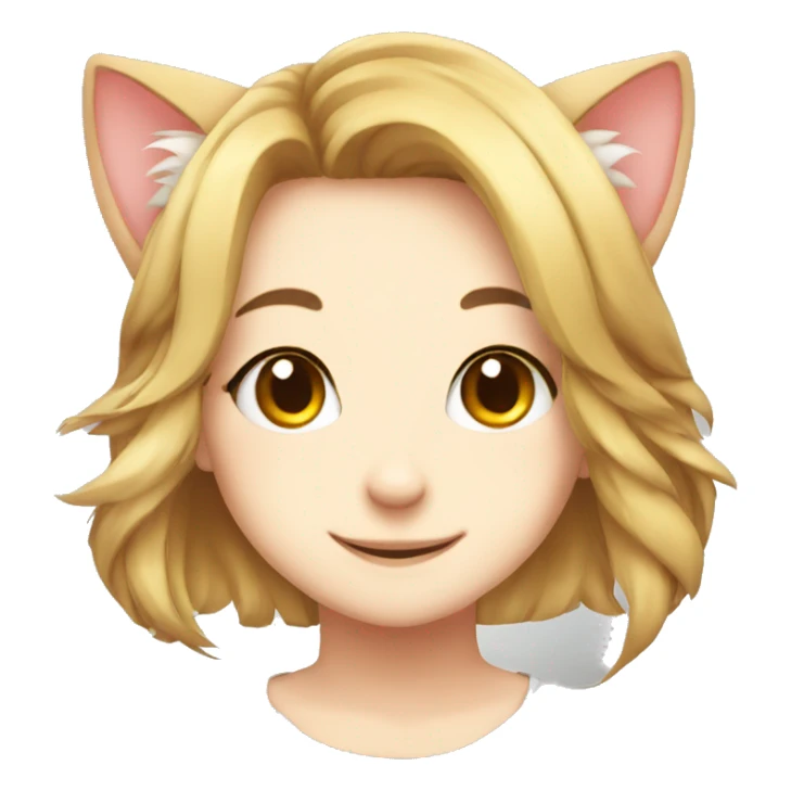 Pretty girl cat face anime emoji smiling sticker