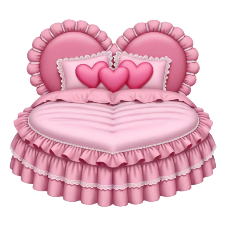 pink frilly bed with heart-shaped pillows lace coquette aesthetic sticker