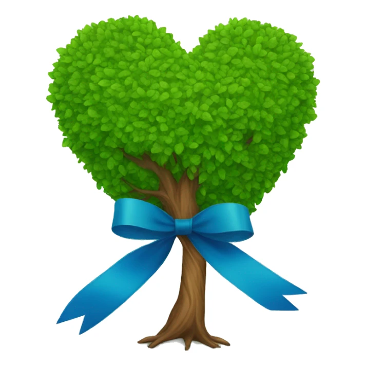 Heart shaped tree + blue ribbon sticker