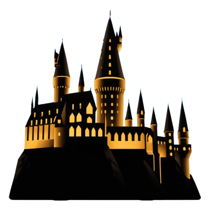 Harry Potter series, Hogwarts castle silhouette with a few stars, outline only sticker