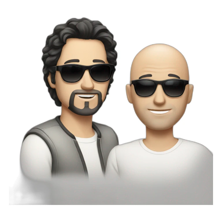 one black haired white man / one bald white man both sunglasses singers sticker