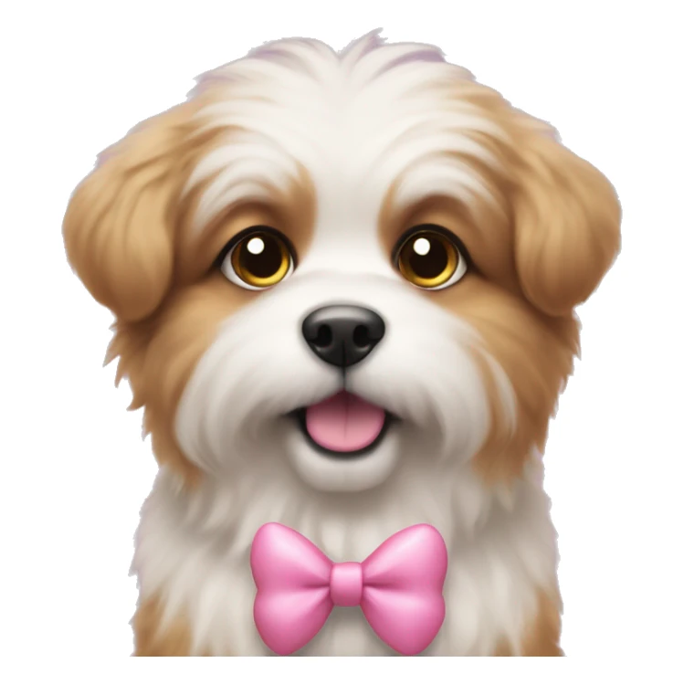 Cute fluffy dog with a pink bow and puppy eyes sticker