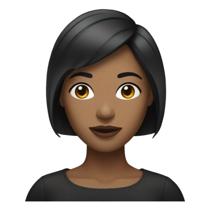 black woman with black short bob and a nice top sticker