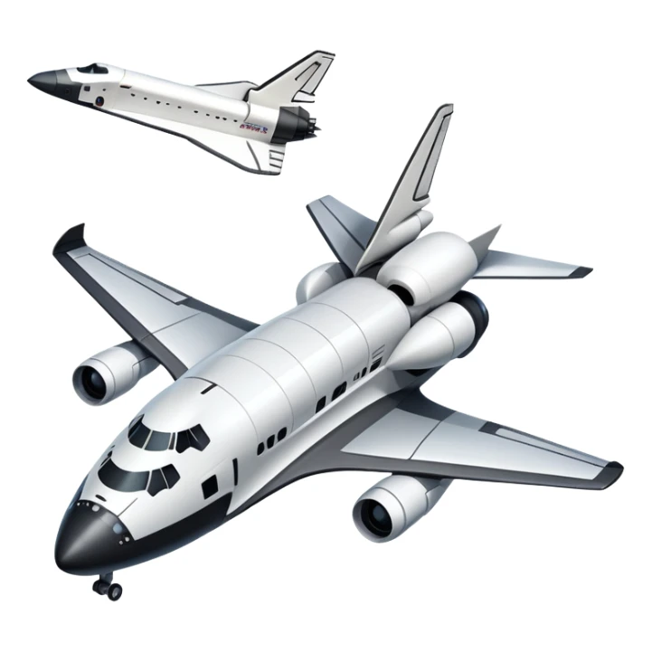 An icon featuring a collage of a space shuttle, a drone, and an airplane, symbolizing aerospace technology. The design includes rocket engines, wings, and flight paths, representing advancements in aviation and space exploration. Transparent background highlights cutting-edge aerospace engineering. sticker