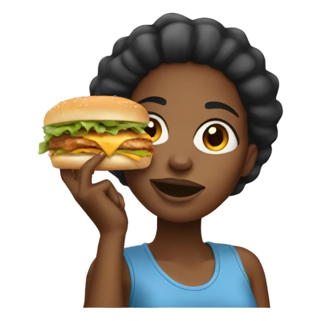 Black girl eating a chicken sandwich sticker