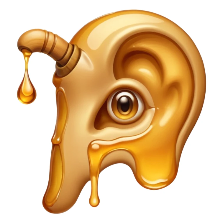A big human ear, with honey dripping on it sticker