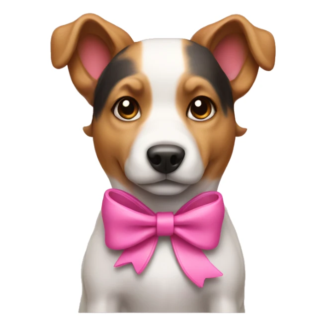 Dog with bow and pink leash sticker