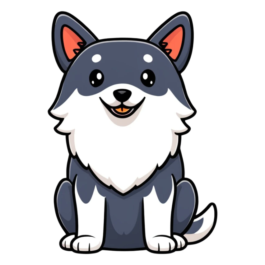 a dog with a half-human body, cartoon sticker style sticker