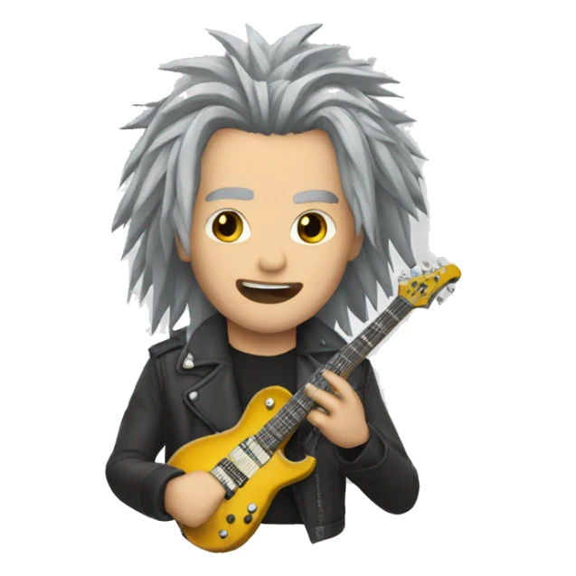 Headbanger guitar grey hair long sticker