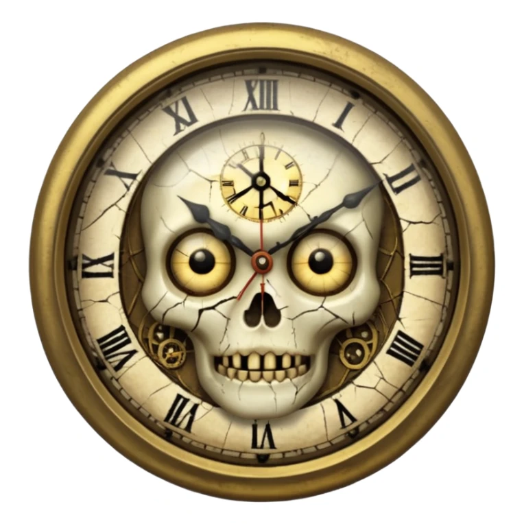 a scary face vintage and cursed  clock  sticker