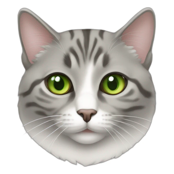 Green eyed fat Gray American bobtail cat  sticker