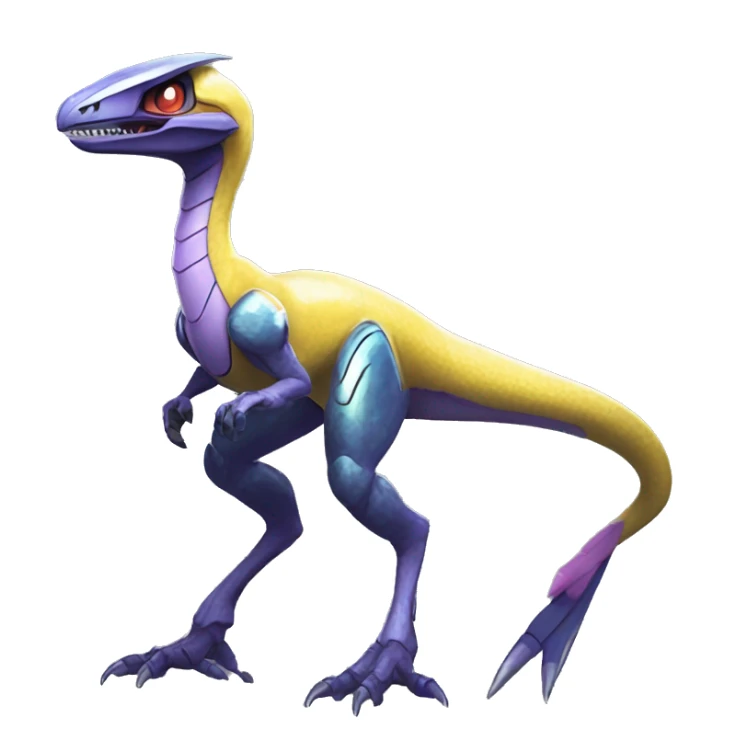 Futuristic Shiny Velociraptor-Genesect-Fakémon-Pokémon with a visor helmet Full Body sticker