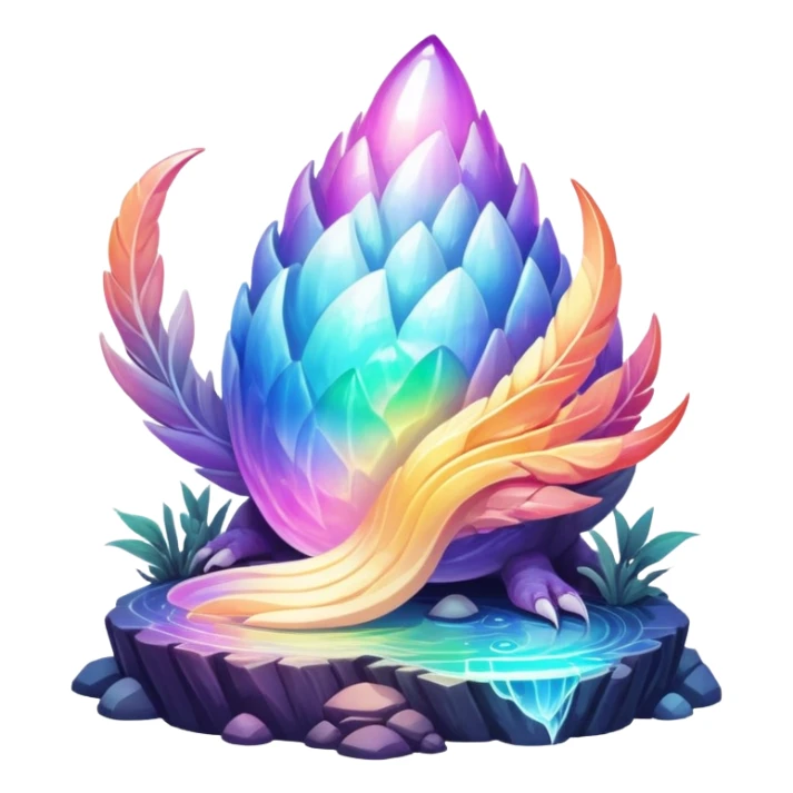 Epic divine complex detailed iridescent gradients aesthetic-Fakémon-creature-scenery sticker