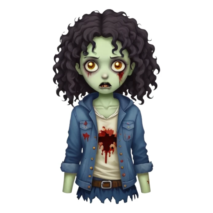 girl zombie with dark curly hair  sticker