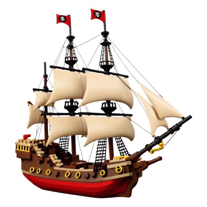 Pirate Ship (Toy) - Lego Pirate Ship (Model Year: 2021) (Iconic colour: Brown with red sails) sticker