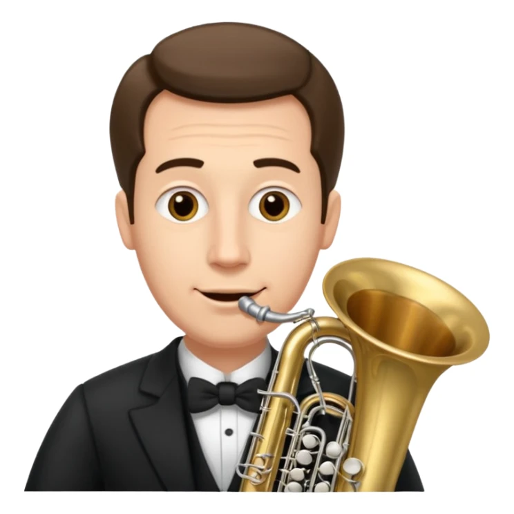 große Tuba, von gltzköpfigen Mann mit grauem Bart gespielt sticker