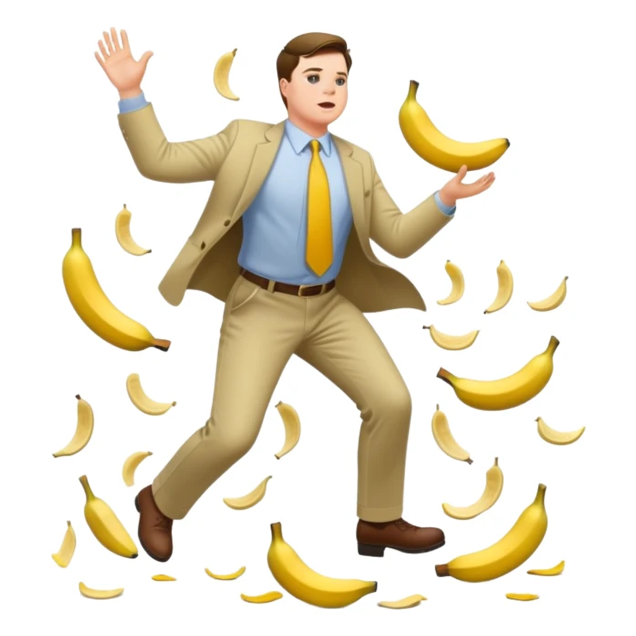 JD Vance with one foot stepping on a single banana peel on the ground, falling backwards sticker