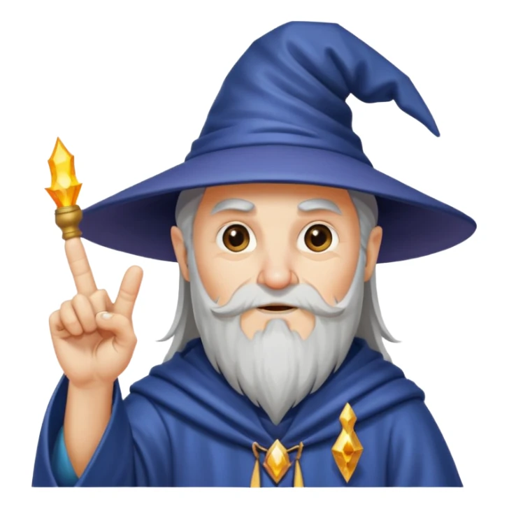 wizard showing middle finger, humorous, bright, no text sticker