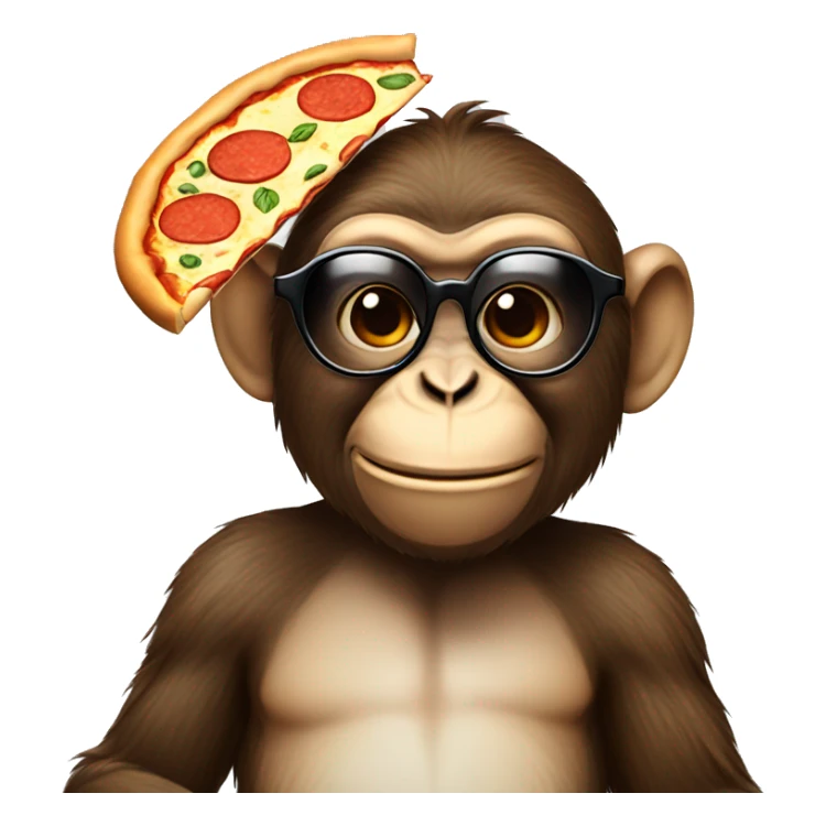 A monkey wearing sunglasses and eating a pizza  sticker