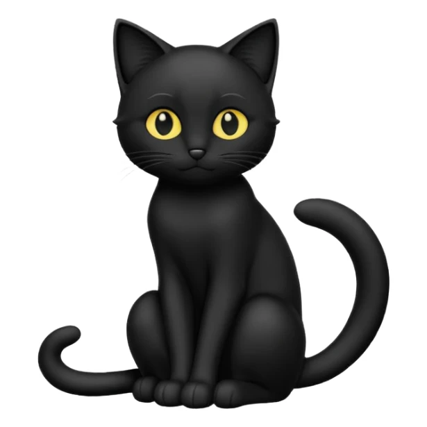 Chat noir peinture mignon assise peinture sticker