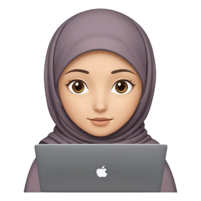 A girl with a gray hijab and hazel eyes is holding a MateBook laptop. sticker