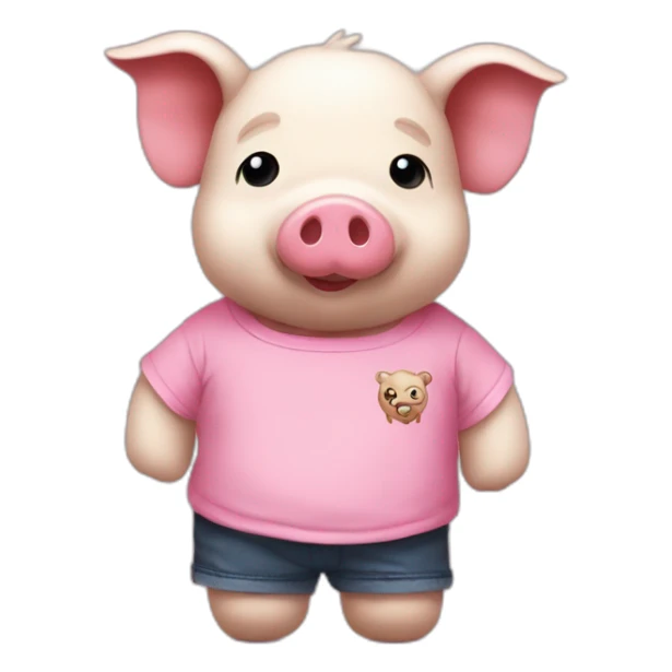 Un doudou cochon rose avec un t-shirt « i love Bretagne » sticker