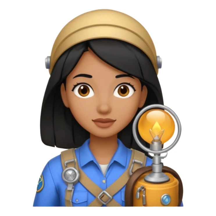 estudiante mujer de odontología con el cabello negro recogido con un explorador  sticker