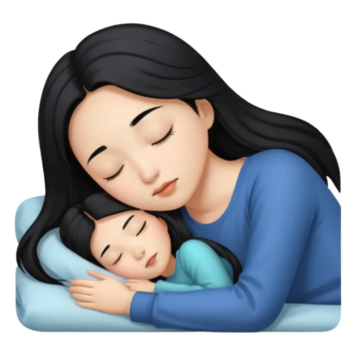 Beautiful Asian girl with long black hair sleeping sticker