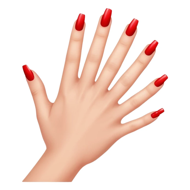 left hand receiving red nail polish, glossy finish, bright and saturated red, smooth gradient, minimal details, clean and shiny
 sticker