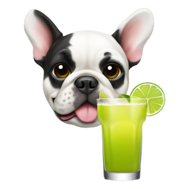 French bull dog drinking a Margarita sticker