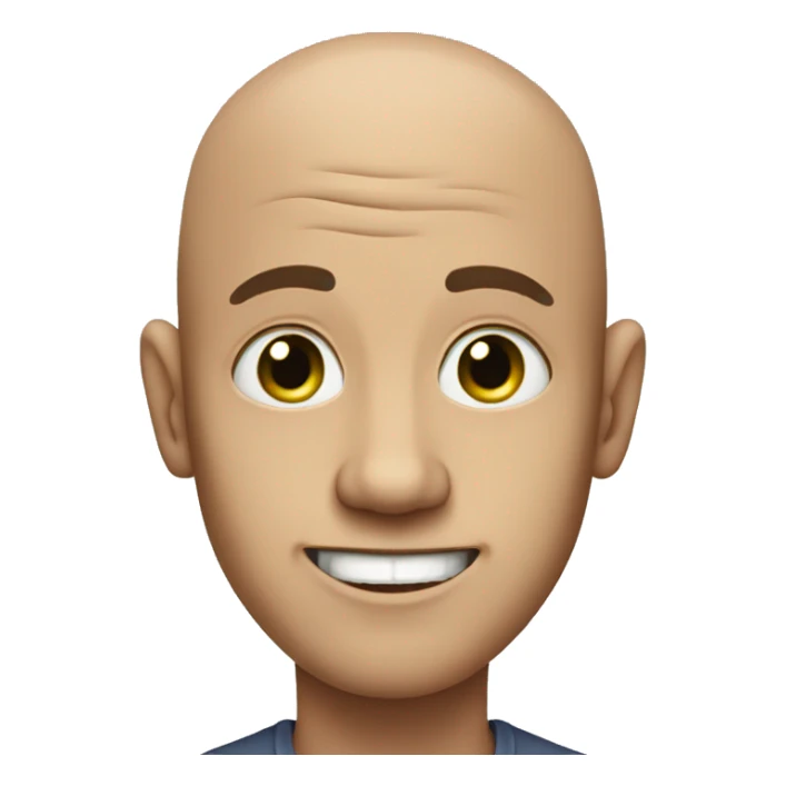 bold dude with no hair smiling  with cucumber eyes sticker
