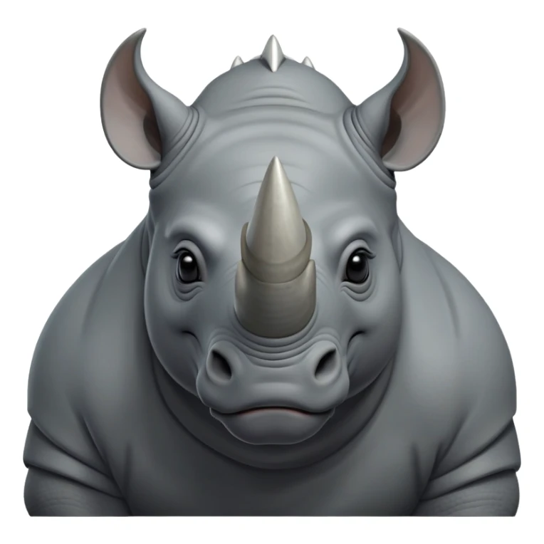 cinematic-noble--rhinoceros-portrait-emoji,slate-grey-hide--poised-and-regal,-with-a-massive,-powerful-build-and-a-thick, -deep-set-soulful-piercing-eyes,-simplified-yet-sharp-and-sophisticated-features,-highly-detailed,-large-black-eyes, zoomed out showing shoulders, large white horn  sticker