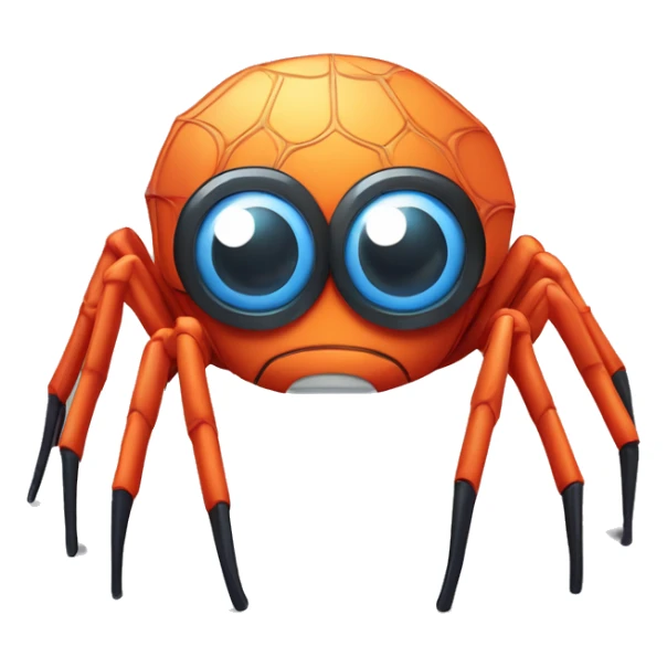 A friendly and cute spider mascot for Data Crawl, a web scraping and AI startup. The spider should have a cheerful face and a non-threatening appearance. It should have a sleek, futuristic design with some elements representing technology and data. sticker