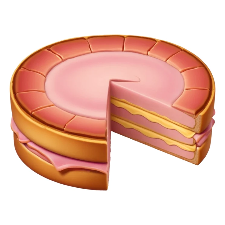 plain round Canadian bacon slice, pink center, golden brown edge sticker