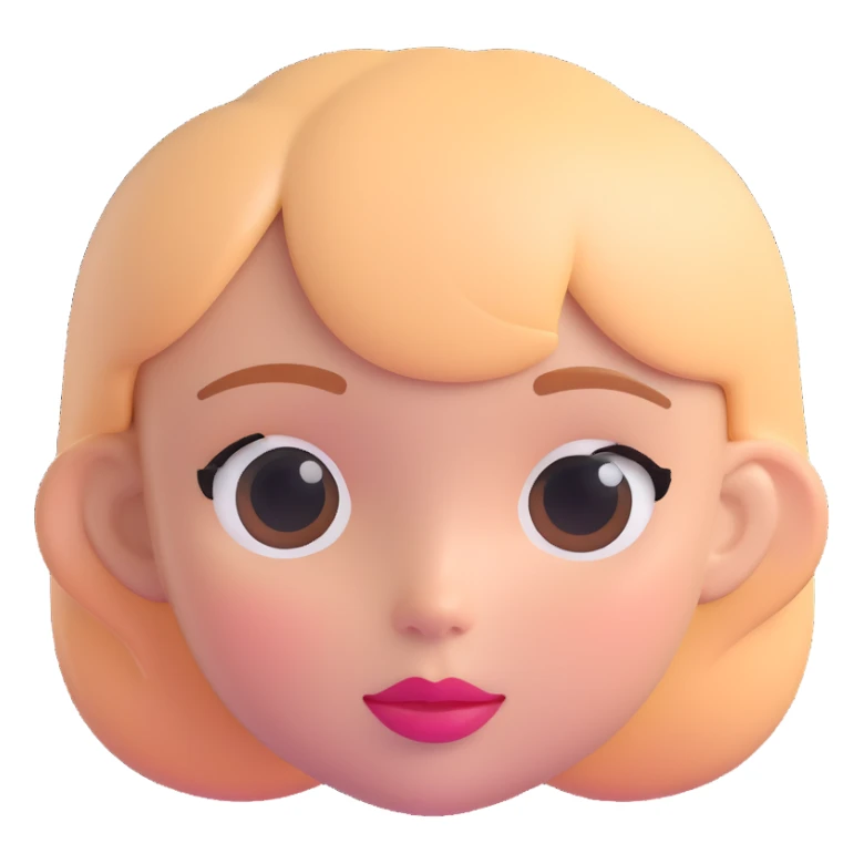 charming girl face emoji, subtle blush, glossy lips, clean and cute sticker