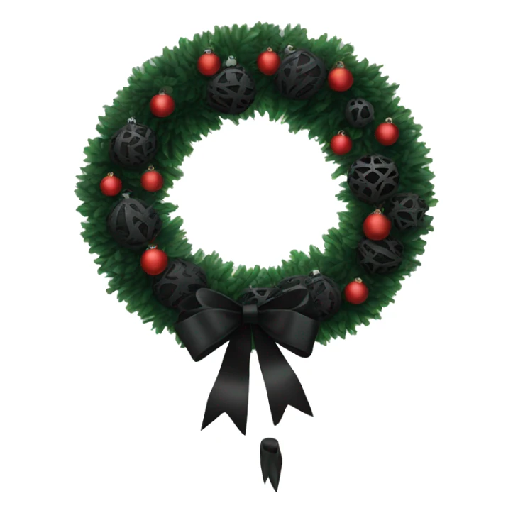 Black Christmas wreath, with blackornaments sticker