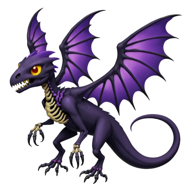 Evil Spooky Salandit-Duskull-Noibat-Fakémon-hybrid-creature (full body)  sticker