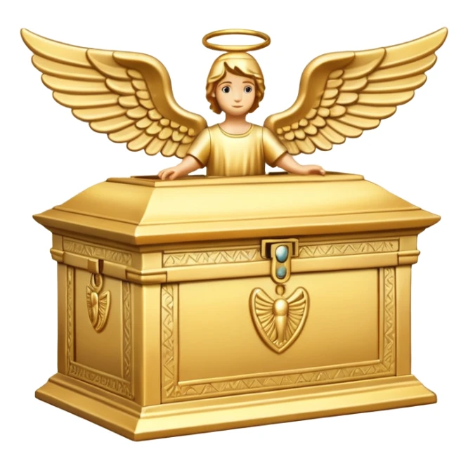the Ark of the Covenant, stylized gold box with angel figures sticker