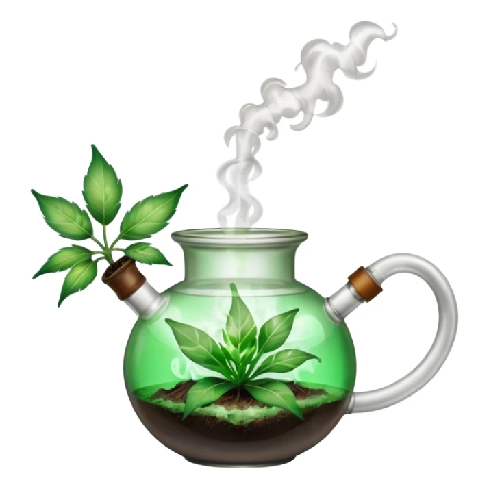 A bong with a freshly packed bowl that is lit and smoking  sticker