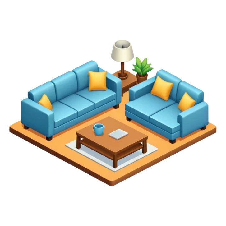 Isometric furniture factory, with sofa sticker