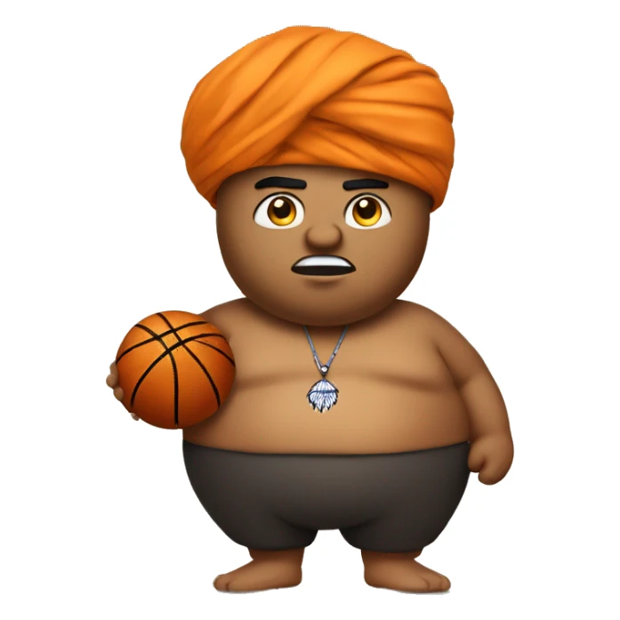 fat indian with turban shooting a basketball sticker