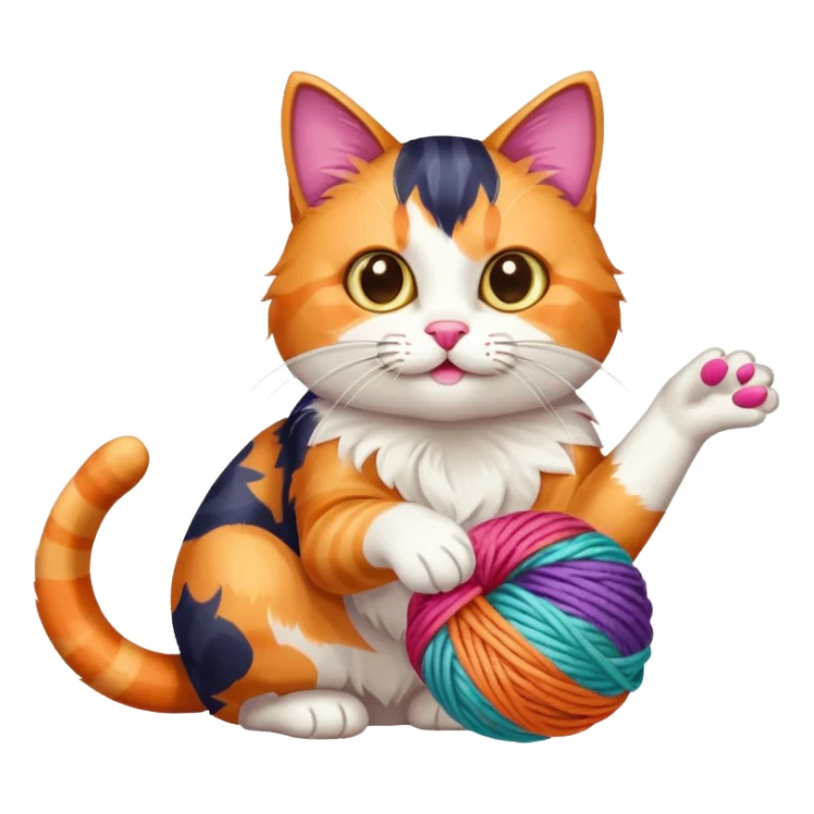 A playful cat leaning over the basket edge, reaching for a yarn ball. sticker