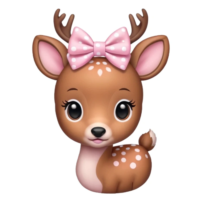 cute lil deer with a lil baby pink bow and white dots on it  sticker