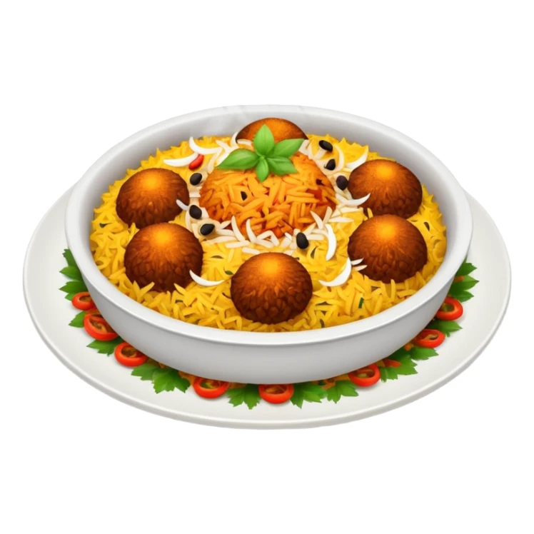 Emoji with biryani in a plate sticker