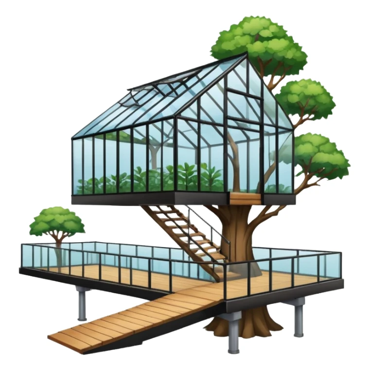 a big glasshouse and a treetop walkway. sticker