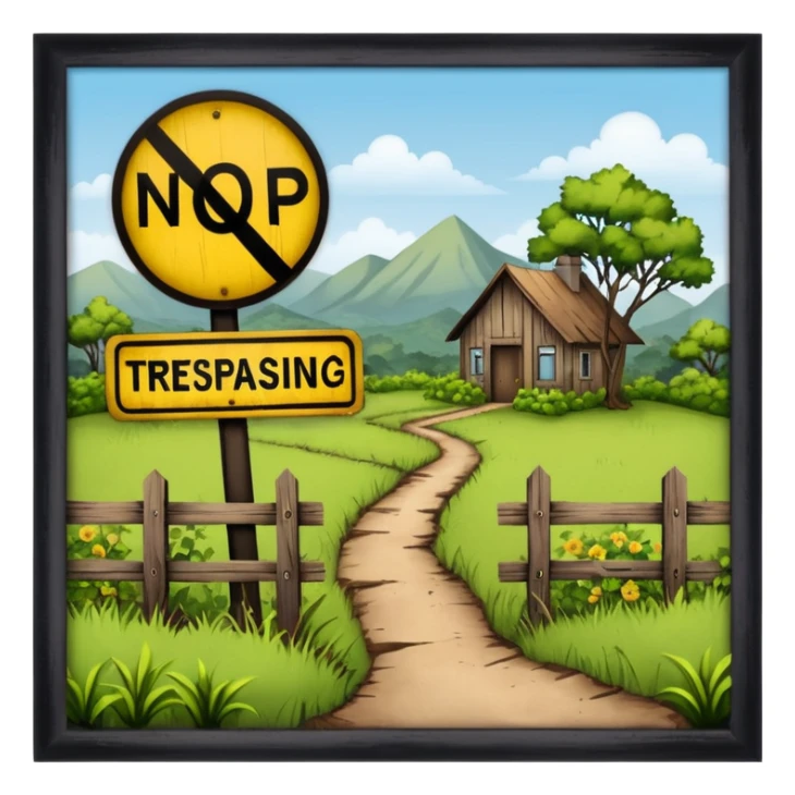 property land with the sign of no trespassing sticker