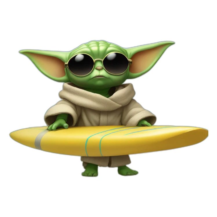 Baby yoda with sunglasses on the surf table sticker